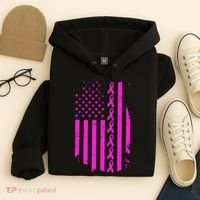 Breast Cancer USA Ribbon Flag Hoodie thumb 4