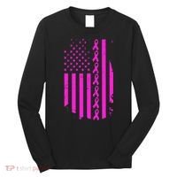 Breast Cancer USA Ribbon Flag Long Sleeve Shirt thumb 0