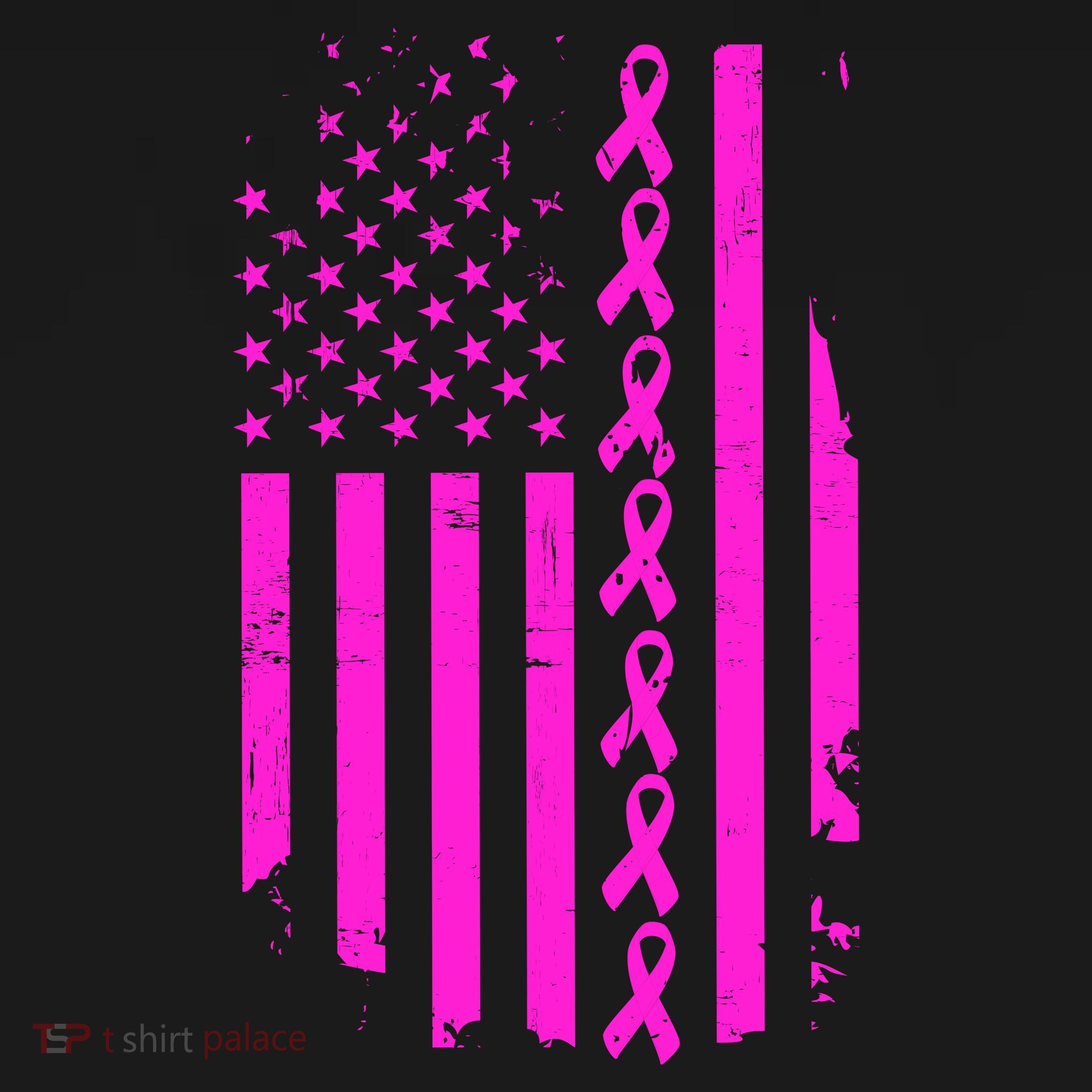 Breast Cancer USA Ribbon Flag Long Sleeve Shirt