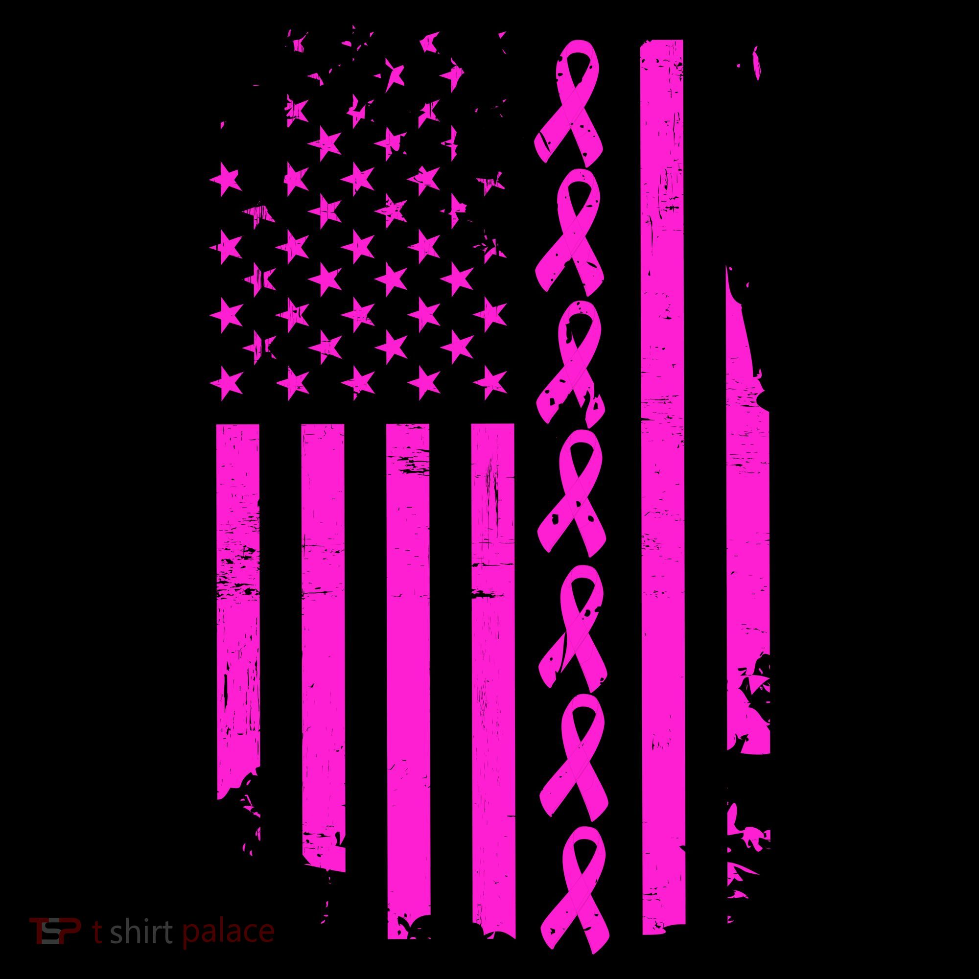 Breast Cancer USA Ribbon Flag T-Shirt