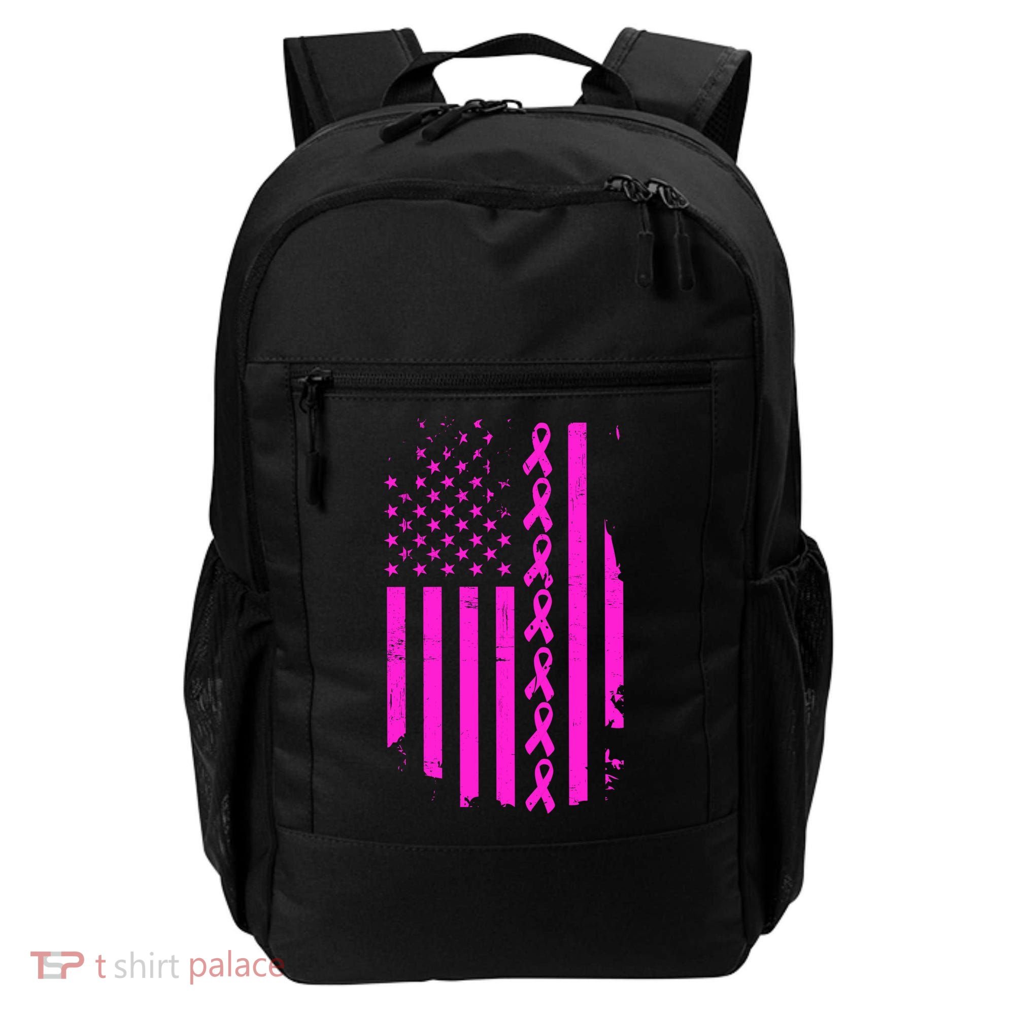 Breast Cancer USA Ribbon Flag Backpack