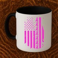 Breast Cancer USA Ribbon Flag Coffee Mug thumb 2