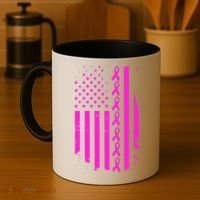 Breast Cancer USA Ribbon Flag Coffee Mug thumb 4