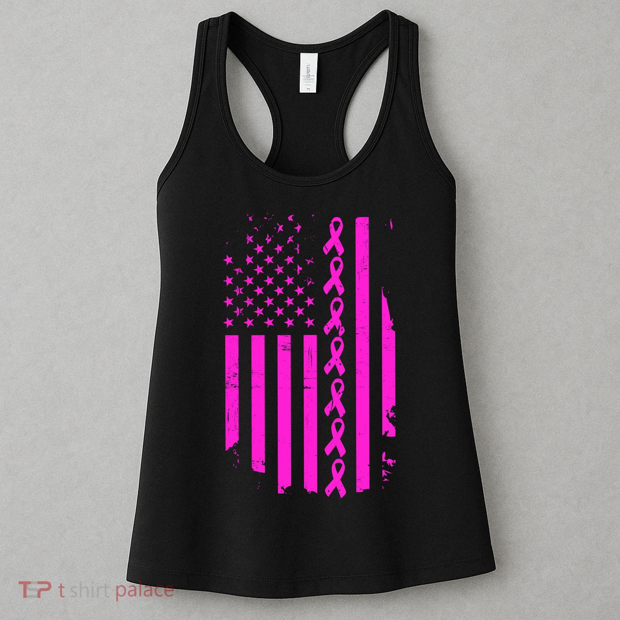 Breast Cancer USA Ribbon Flag Women's Tank Top