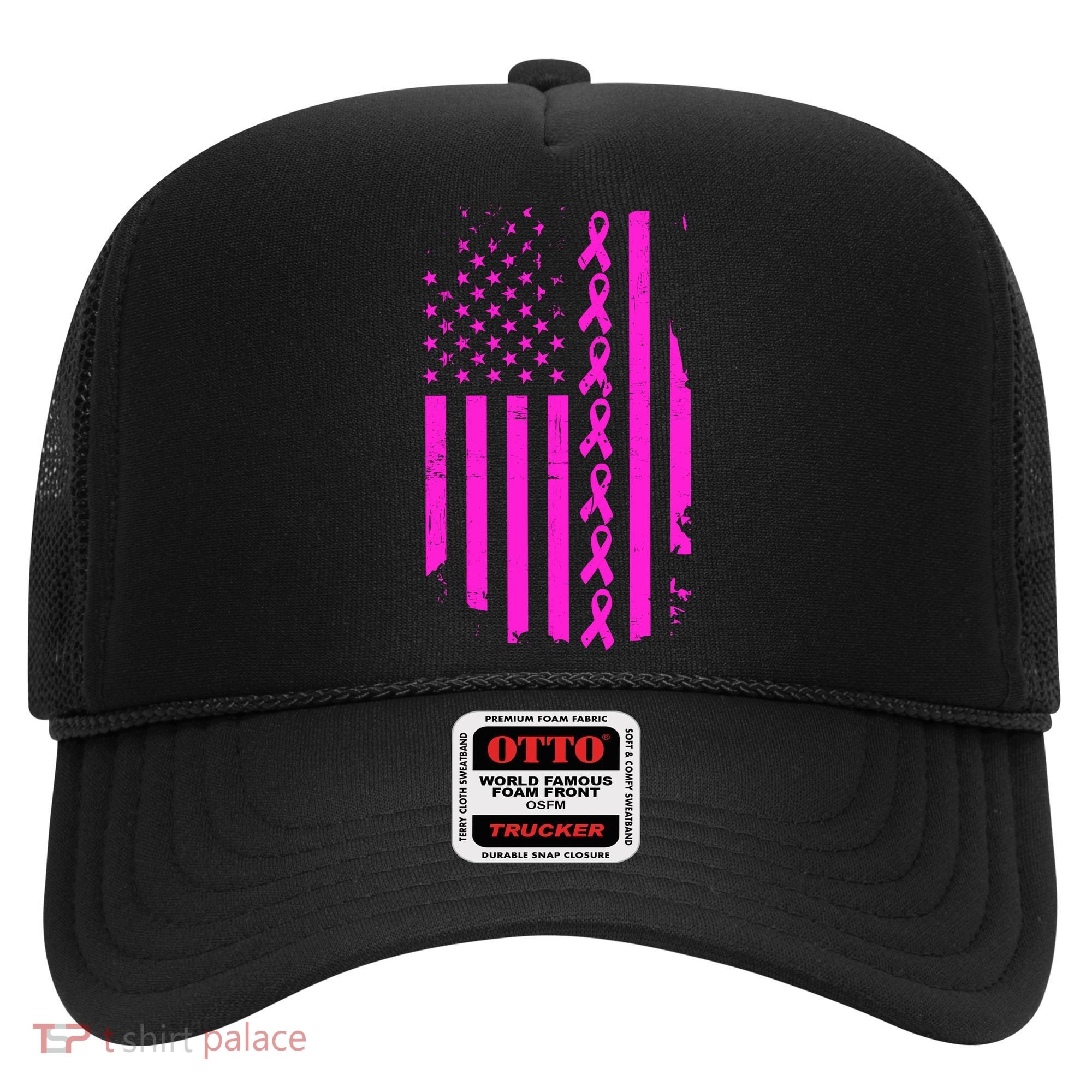 Breast Cancer USA Ribbon Flag Hat