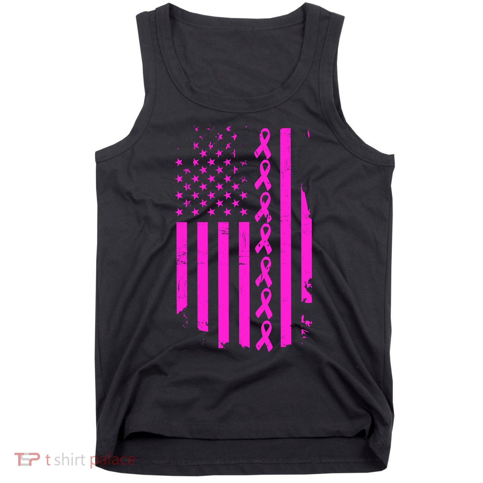 Breast Cancer USA Ribbon Flag Tank Top