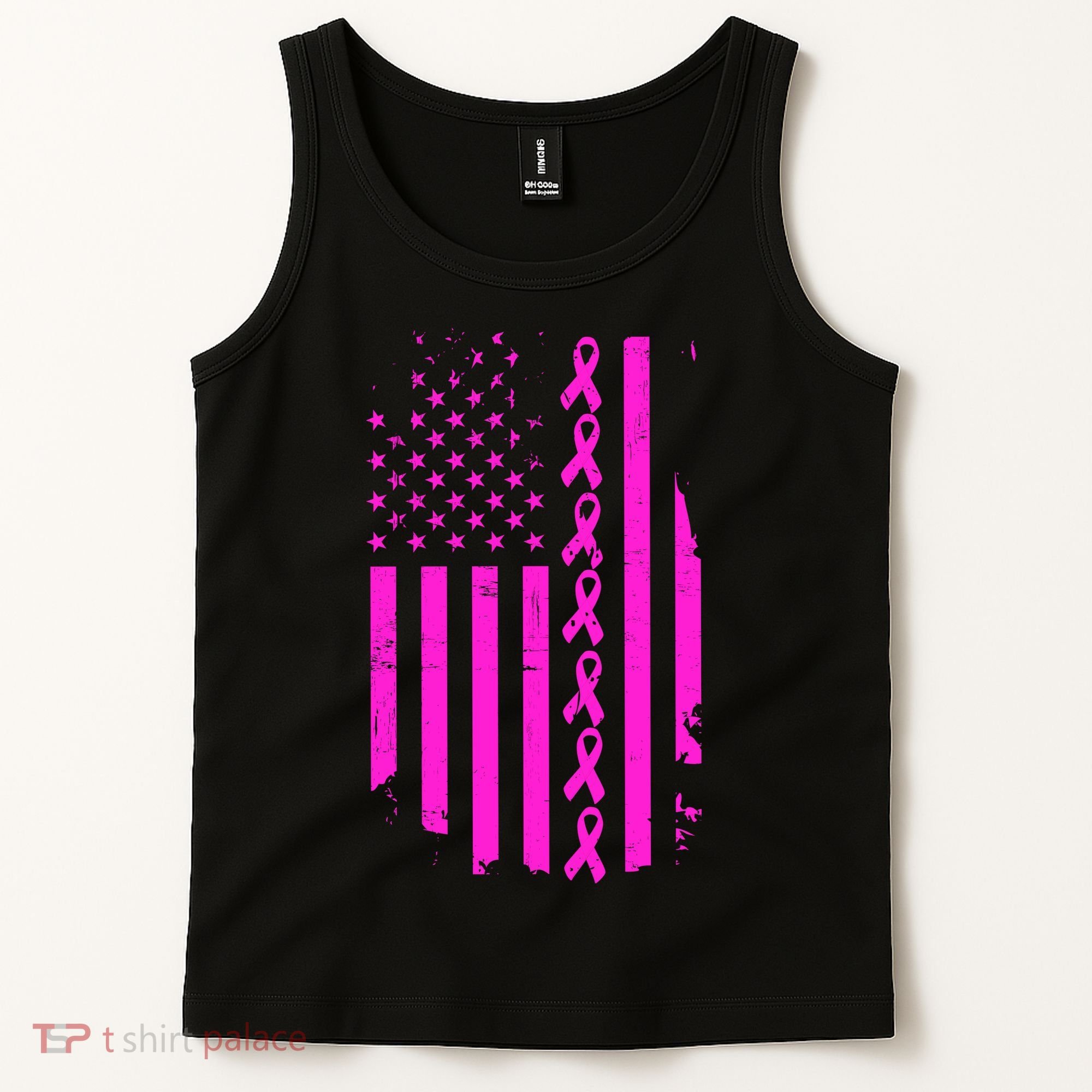 Breast Cancer USA Ribbon Flag Tank Top