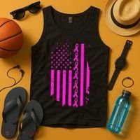 Breast Cancer USA Ribbon Flag Tank Top thumb 4