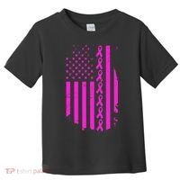 Breast Cancer USA Ribbon Flag Toddler T-Shirt thumb 0