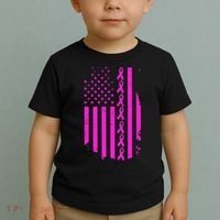 Breast Cancer USA Ribbon Flag Toddler T-Shirt thumb 2