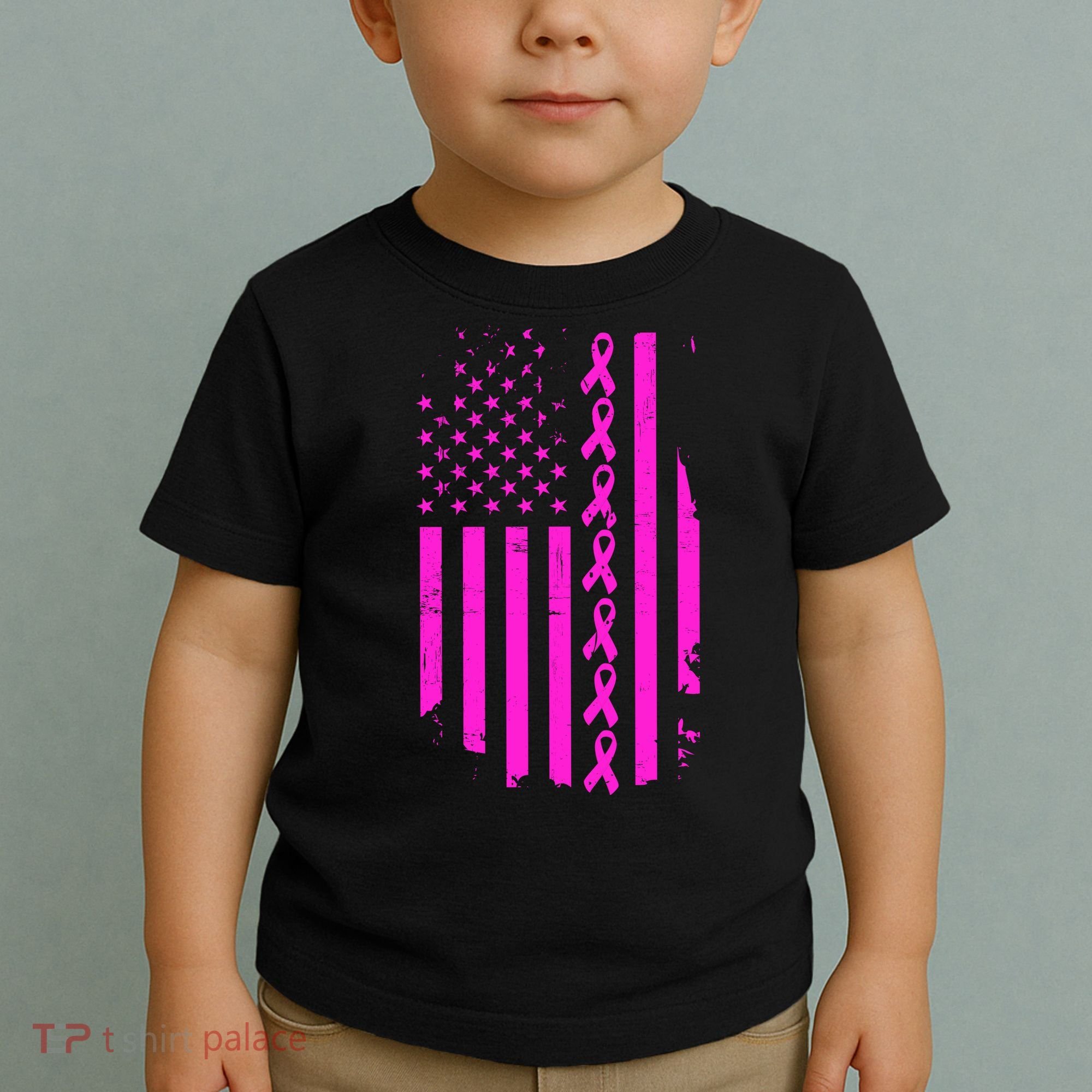 Breast Cancer USA Ribbon Flag Toddler T-Shirt