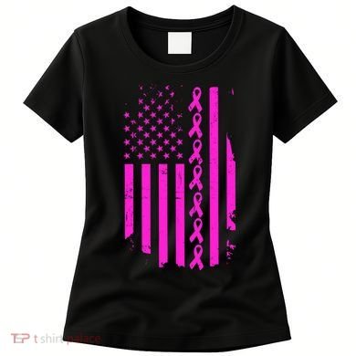 Breast Cancer USA Ribbon Flag Women's T-Shirt