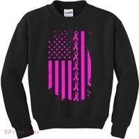 Breast Cancer USA Ribbon Flag Kids Sweatshirt thumb 0