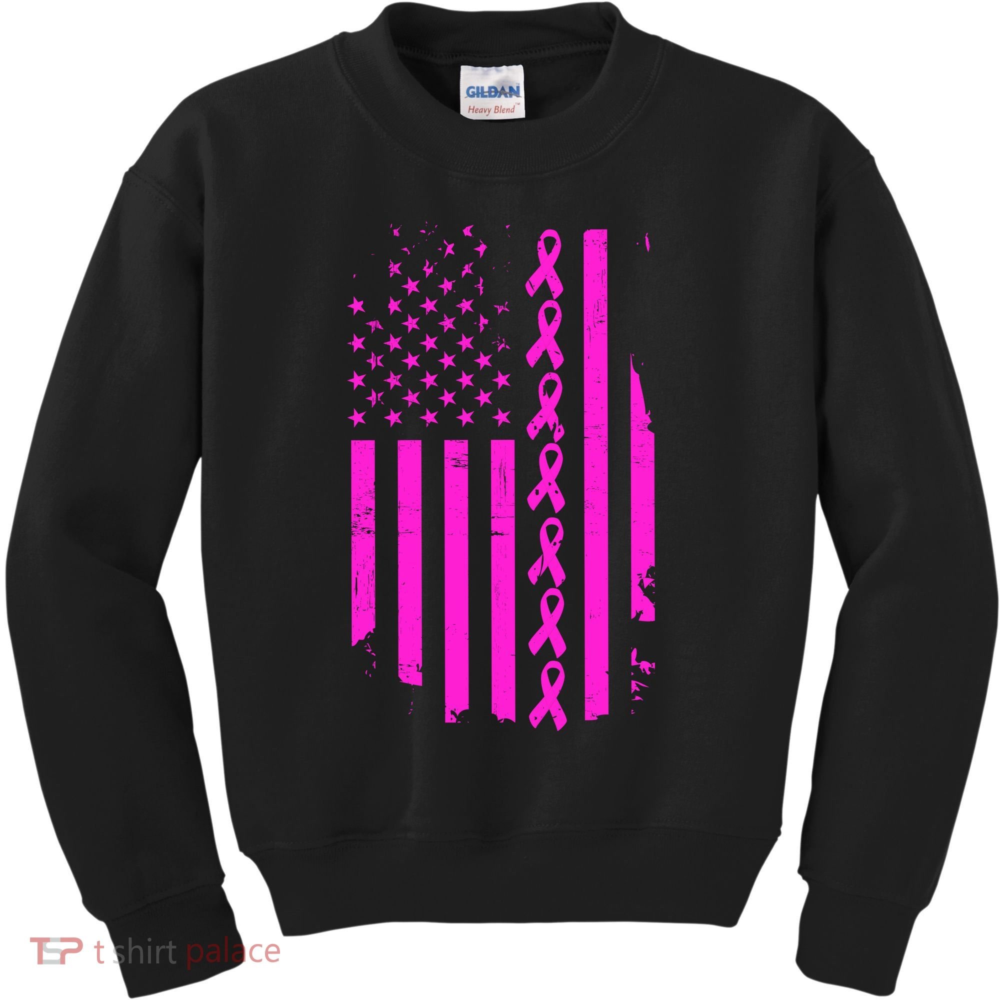 Breast Cancer USA Ribbon Flag Kids Sweatshirt