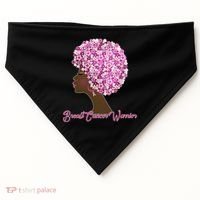 Breast Cancer Warrior Flower Afro USA-Made Doggie Bandana thumb 0