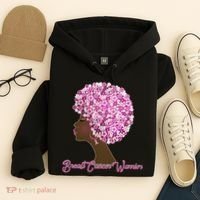 Breast Cancer Warrior Flower Afro Hoodie thumb 4