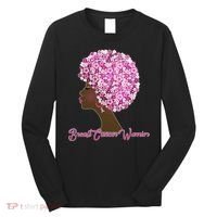 Breast Cancer Warrior Flower Afro Long Sleeve Shirt thumb 0