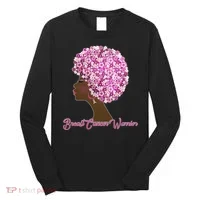 Breast Cancer Warrior Flower Afro Long Sleeve Shirt thumb 0