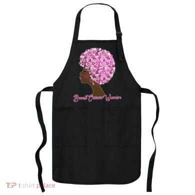 Breast Cancer Warrior Flower Afro Apron