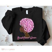 Breast Cancer Warrior Flower Afro Sweatshirt thumb 2