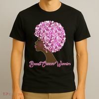 Breast Cancer Warrior Flower Afro T-Shirt thumb 3