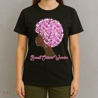 Breast Cancer Warrior Flower Afro T-Shirt thumb 4
