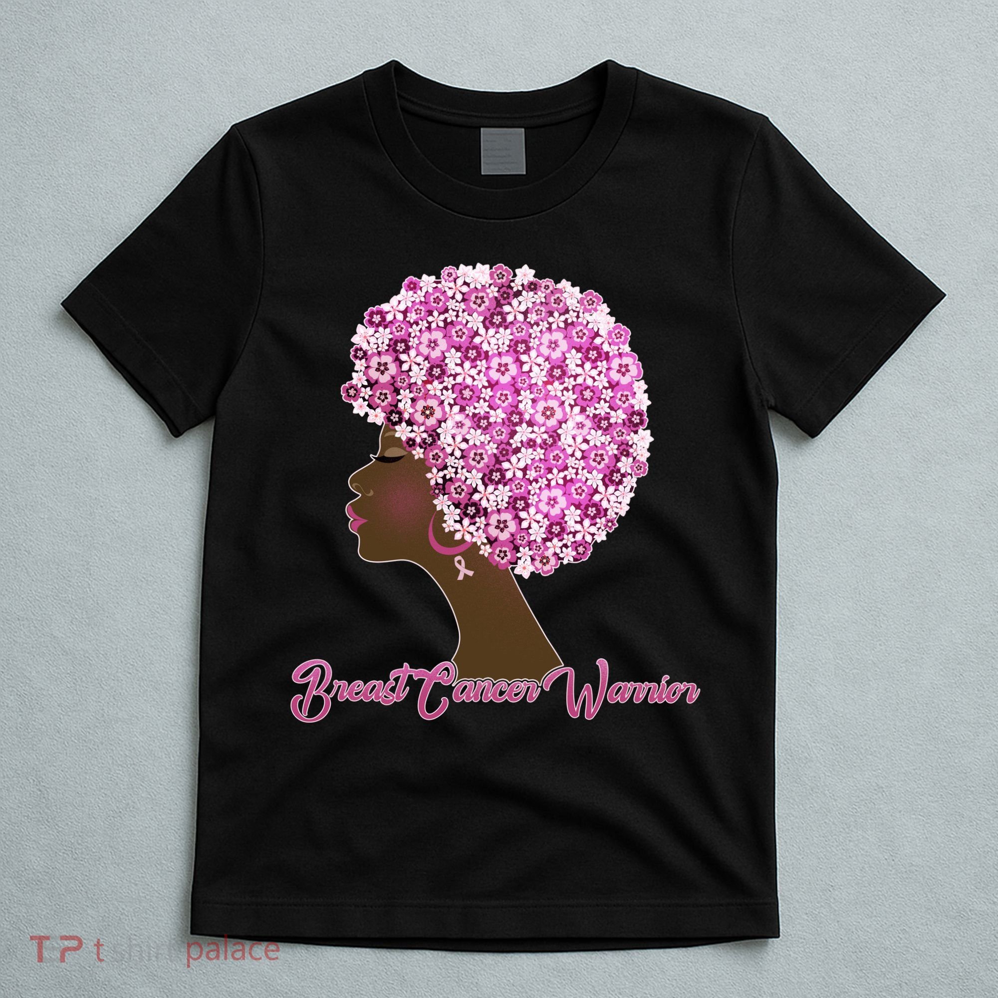 Breast Cancer Warrior Flower Afro T-Shirt