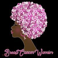 Breast Cancer Warrior Flower Afro Button thumb 1