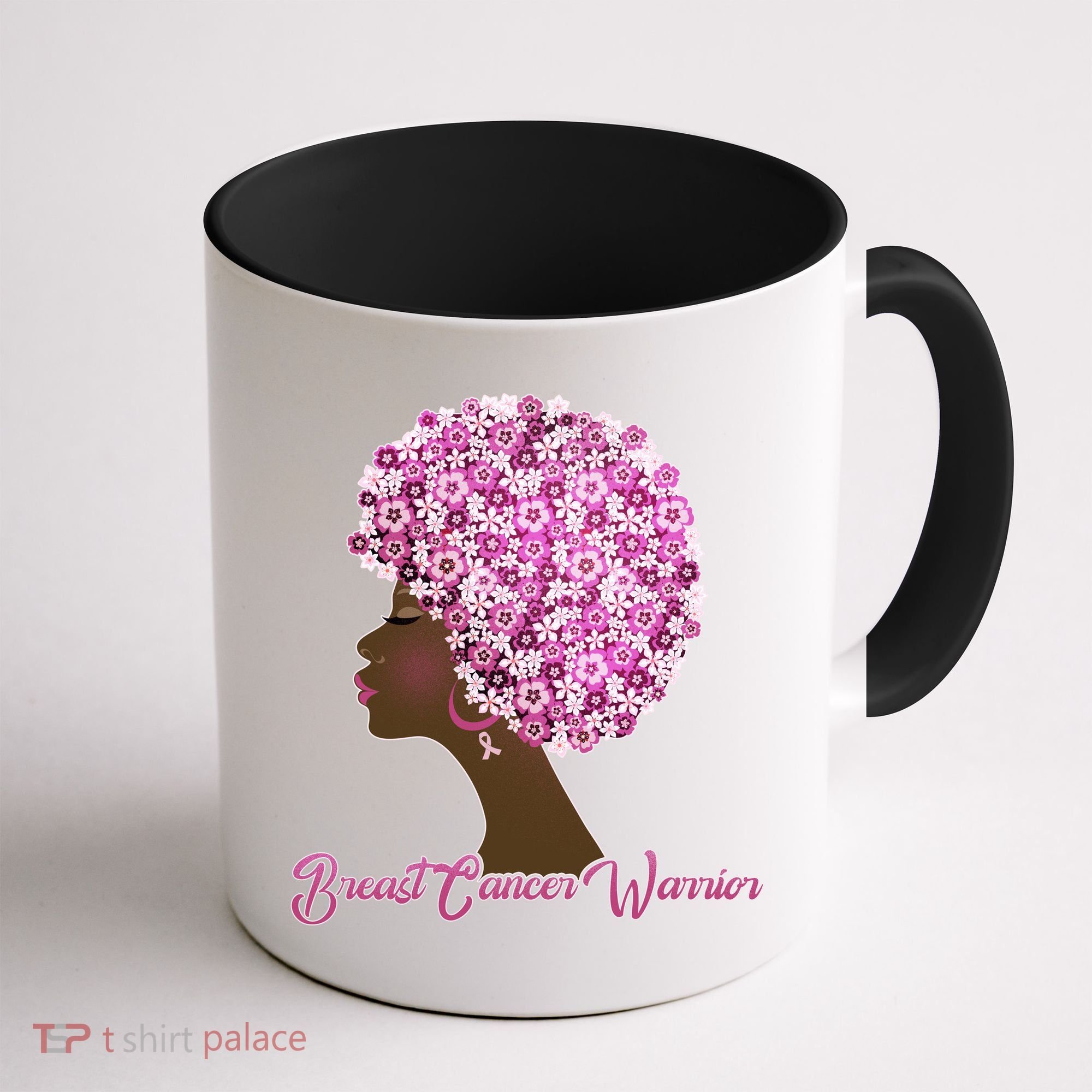 Breast Cancer Warrior Flower Afro Coffee Mug
