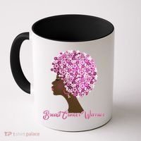 Breast Cancer Warrior Flower Afro Coffee Mug thumb 0