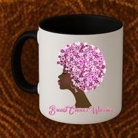 Breast Cancer Warrior Flower Afro Coffee Mug thumb 2