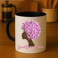 Breast Cancer Warrior Flower Afro Coffee Mug thumb 4