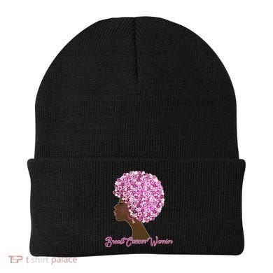 Breast Cancer Warrior Flower Afro Beanie
