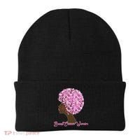 Breast Cancer Warrior Flower Afro Beanie thumb 0