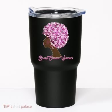 Breast Cancer Warrior Flower Afro Tumbler