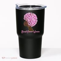 Breast Cancer Warrior Flower Afro Tumbler thumb 0
