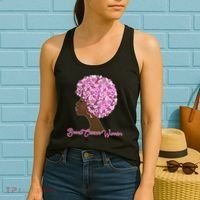 Breast Cancer Warrior Flower Afro Women's Tank Top thumb 2