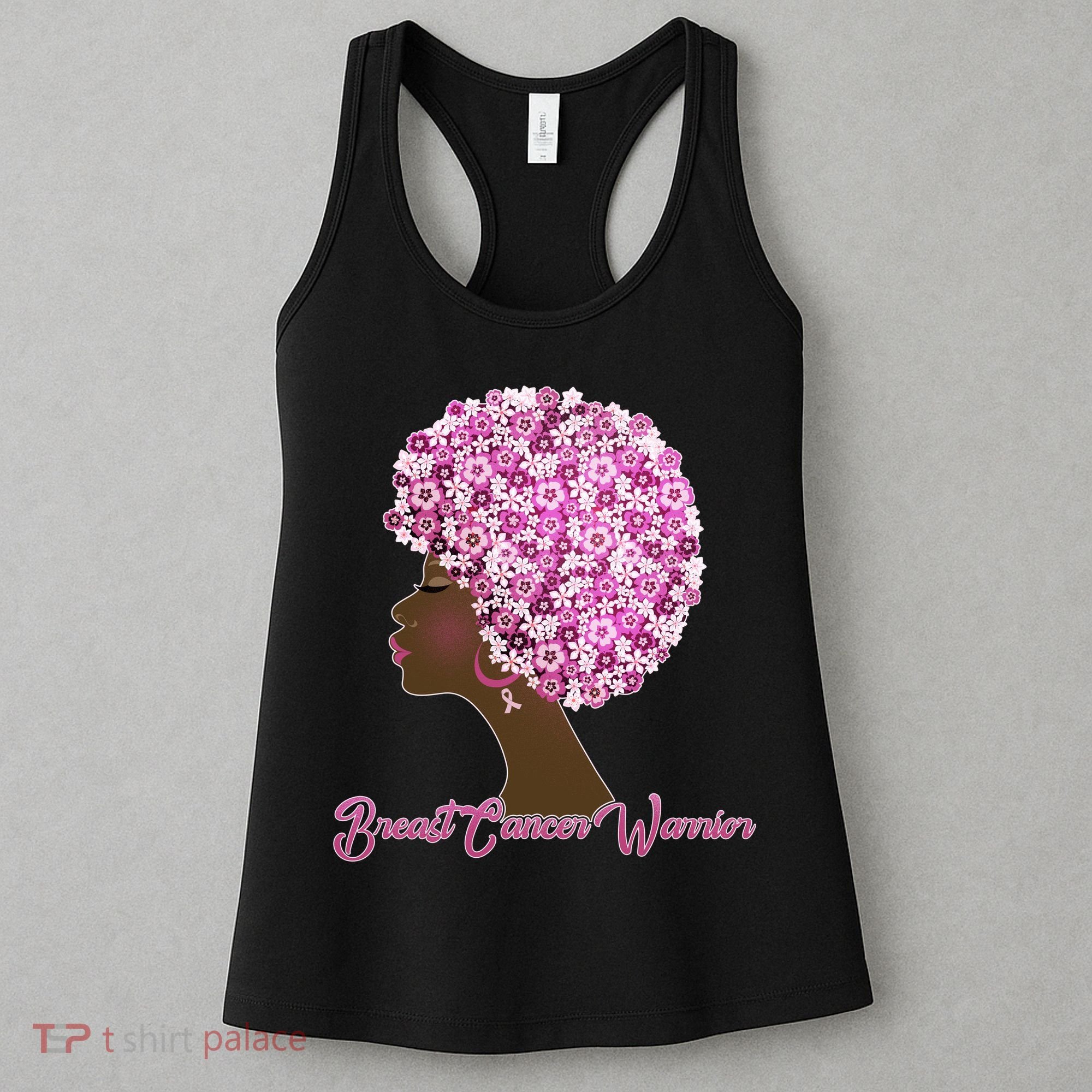Breast Cancer Warrior Flower Afro Women's Tank Top