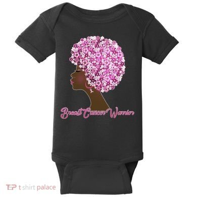 Breast Cancer Warrior Flower Afro Baby Bodysuit