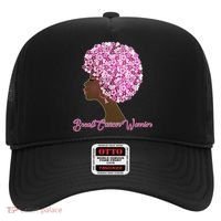 Breast Cancer Warrior Flower Afro Hat thumb 0