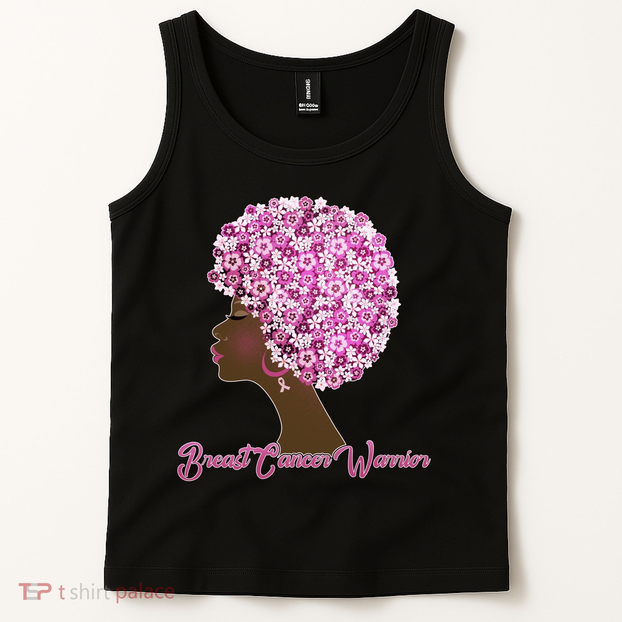 Breast Cancer Warrior Flower Afro Tank Top