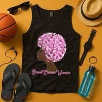 Breast Cancer Warrior Flower Afro Tank Top thumb 4