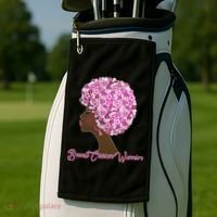 Breast Cancer Warrior Flower Afro Golf Towel thumb 2