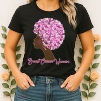 Breast Cancer Warrior Flower Afro Women's T-Shirt thumb 2