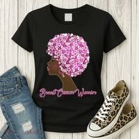 Breast Cancer Warrior Flower Afro Women's T-Shirt thumb 3