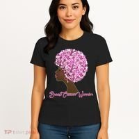 Breast Cancer Warrior Flower Afro Women's T-Shirt thumb 4