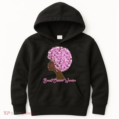Breast Cancer Warrior Flower Afro Kids Hoodie