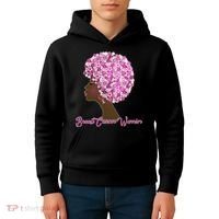 Breast Cancer Warrior Flower Afro Kids Hoodie thumb 4