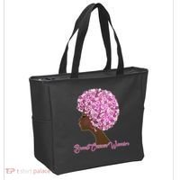 Breast Cancer Warrior Flower Afro Tote Bag thumb 2
