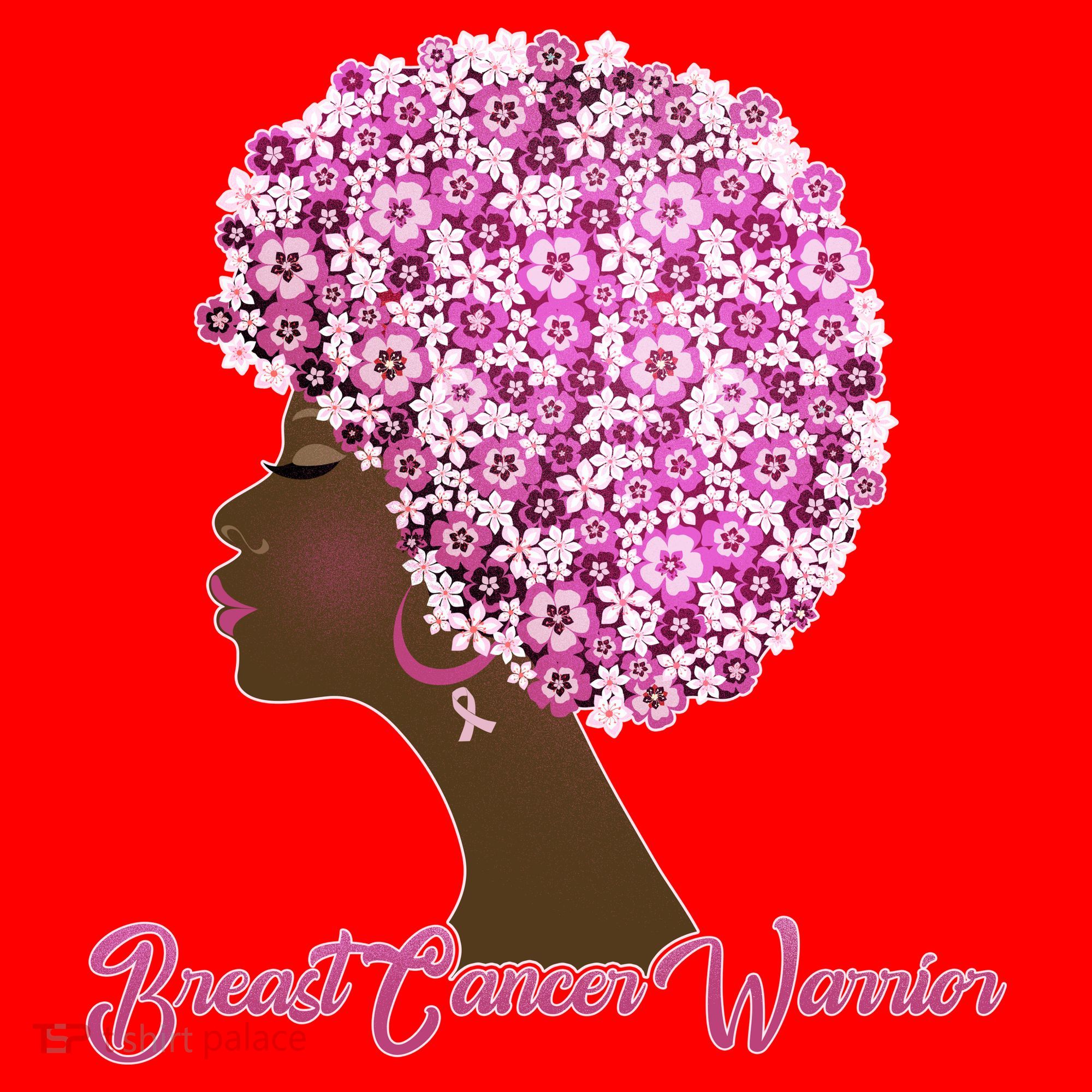 Breast Cancer Warrior Flower Afro Santa Hat